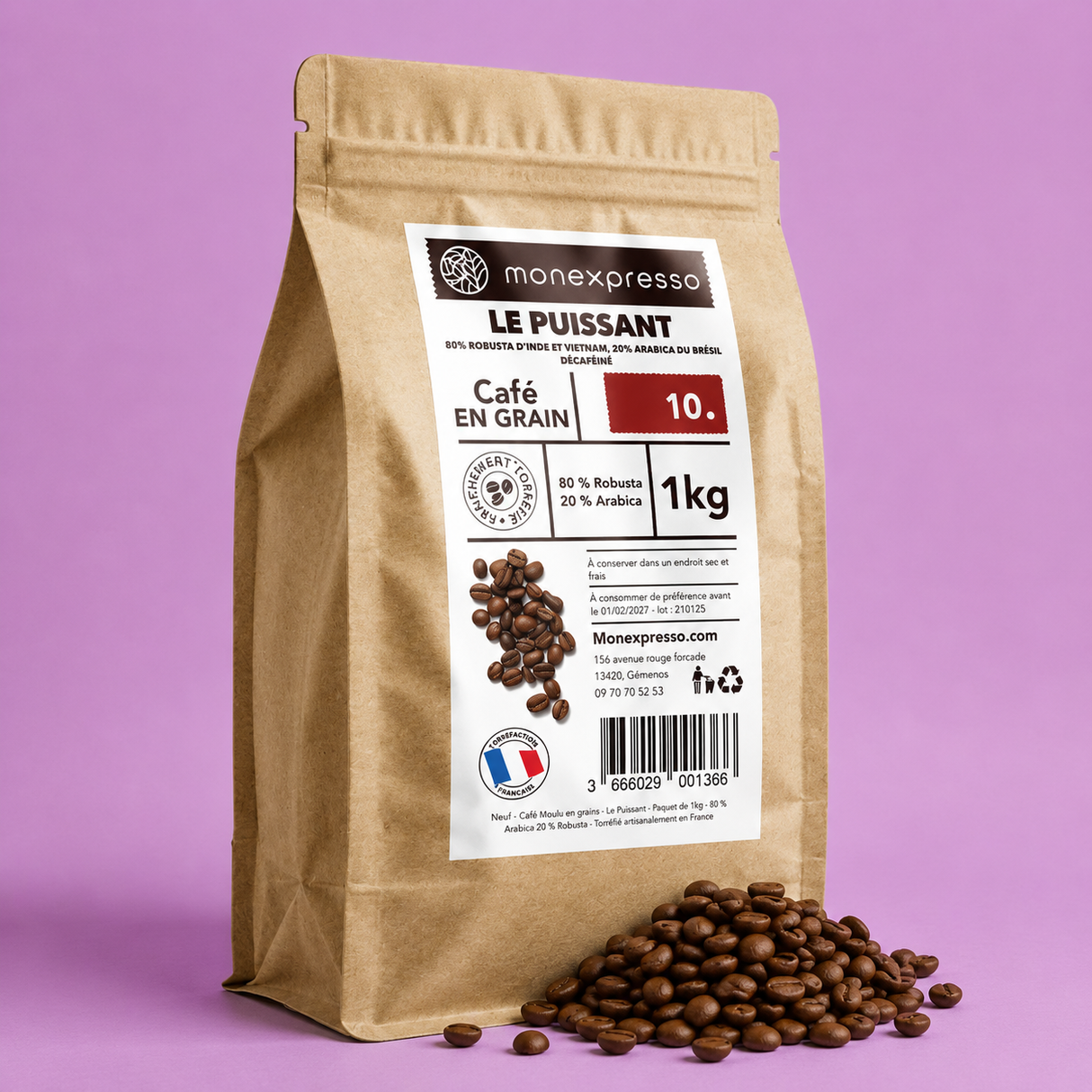 Café en grains - Mélange Le Puissant - Force 10