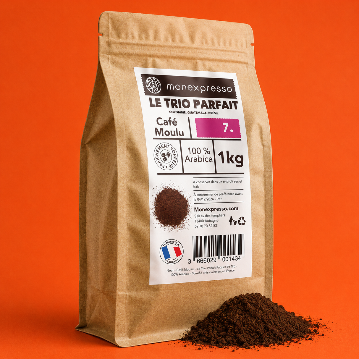 Café moulu - Le Trio Parfait décaféiné - Force 7