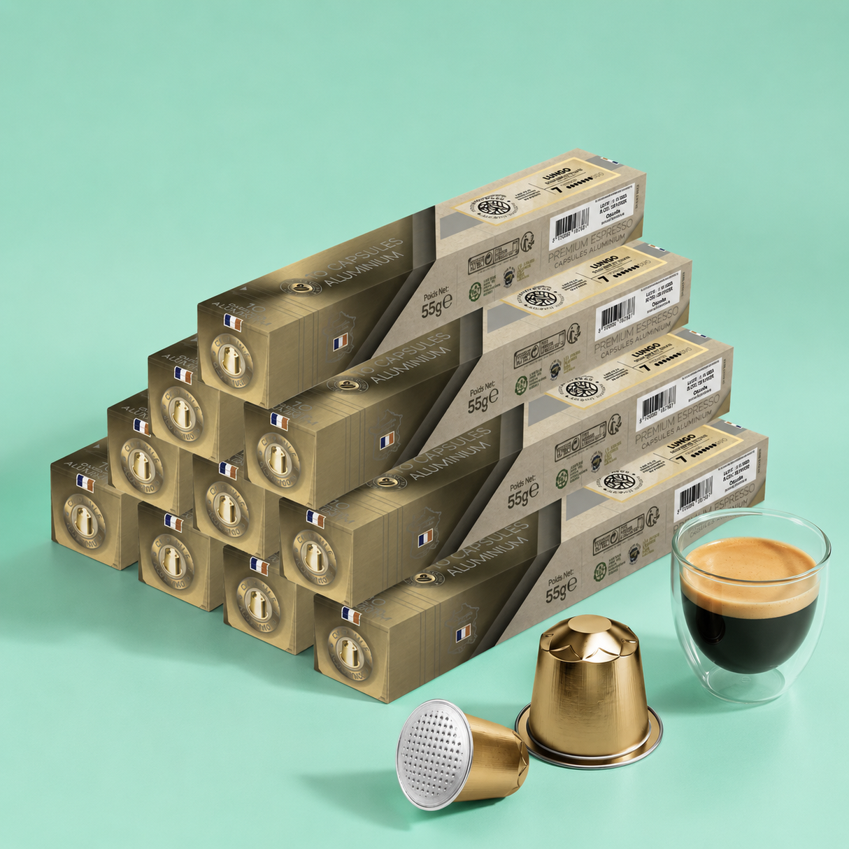 Capsules compatibles Nespresso® - Lungo - Intensité 7