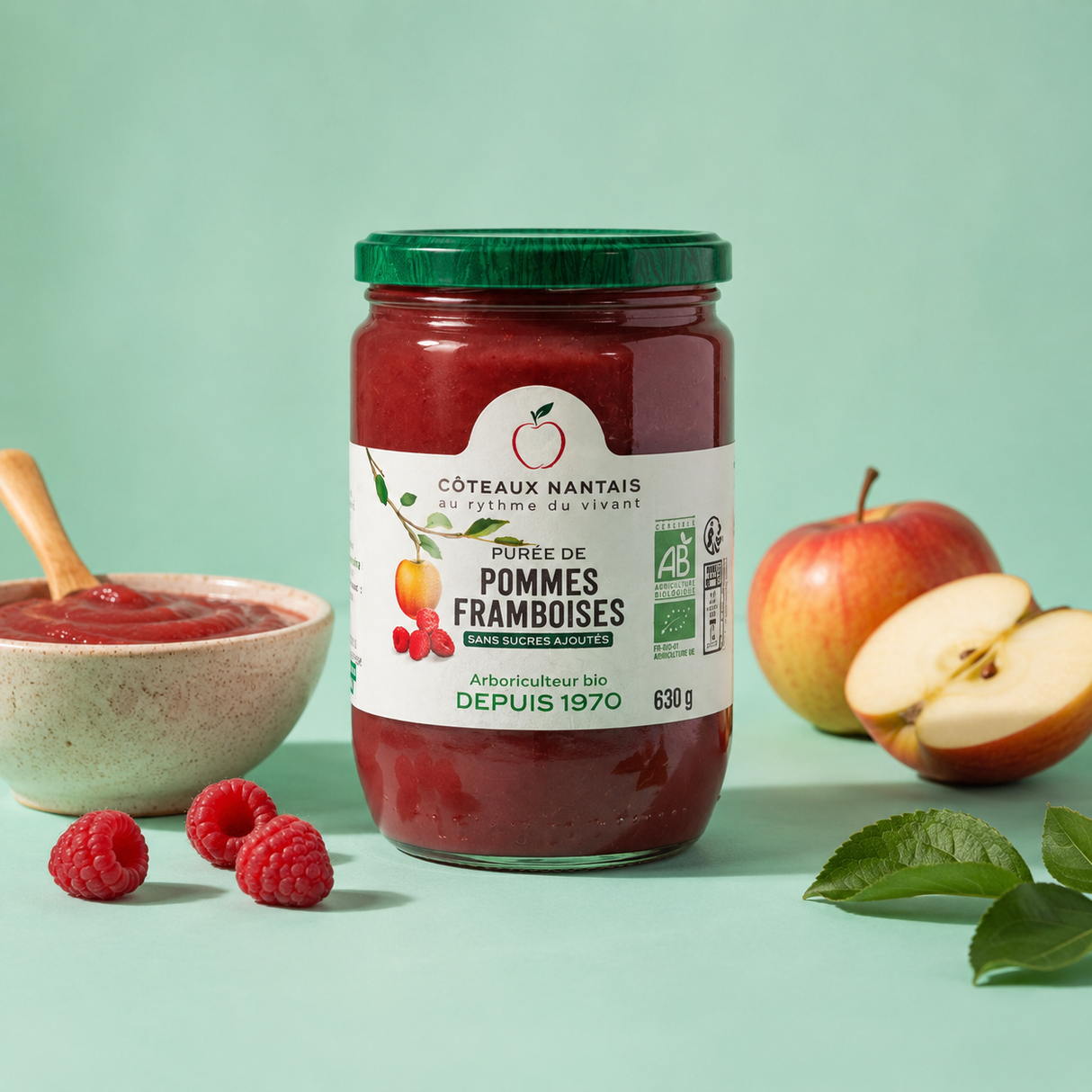 Purée de pommes-framboises - Bio