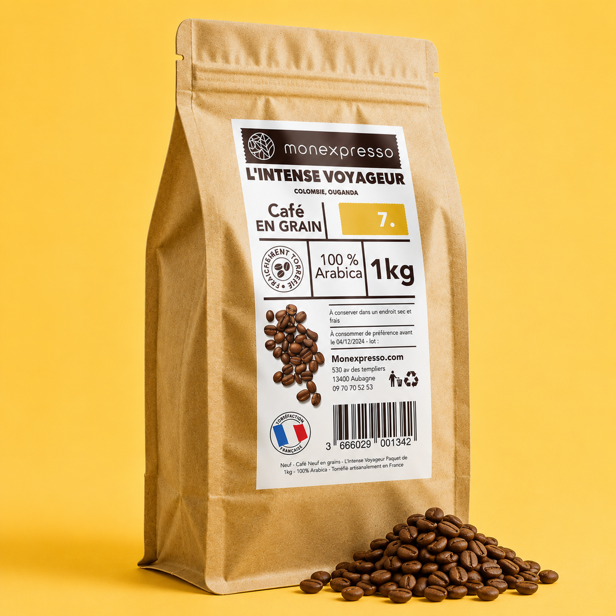 Café en grains - L'Intense Voyageur - Force 7