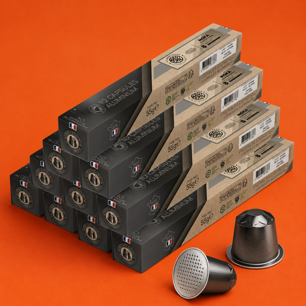 Capsules compatibles Nespresso® - Moka - Intensité 8