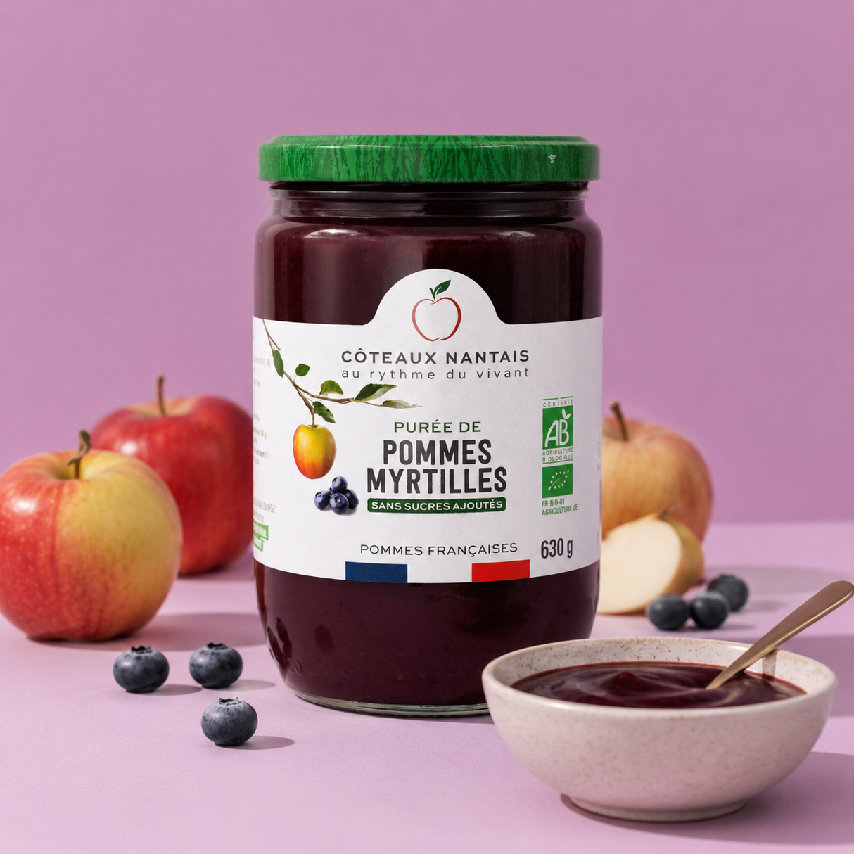 Purée de pommes-myrtilles - Bio