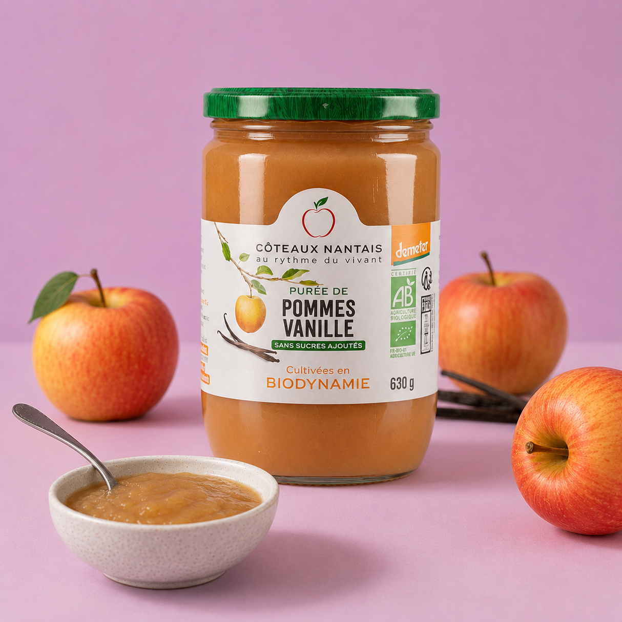 Purée de pommes-vanille Demeter - Bio